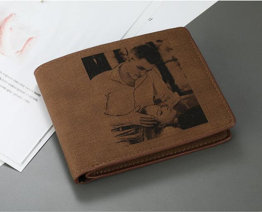 Custom Engraving Pattern Men's Short Style Bifold Short Wallet