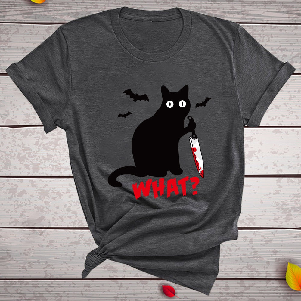 Murderous Black Cat What T-shirt