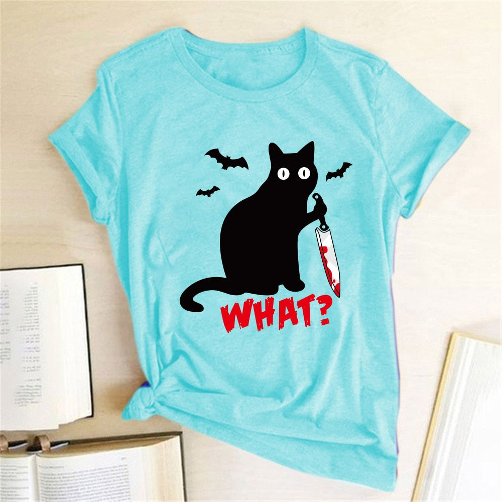 Murderous Black Cat What T-shirt