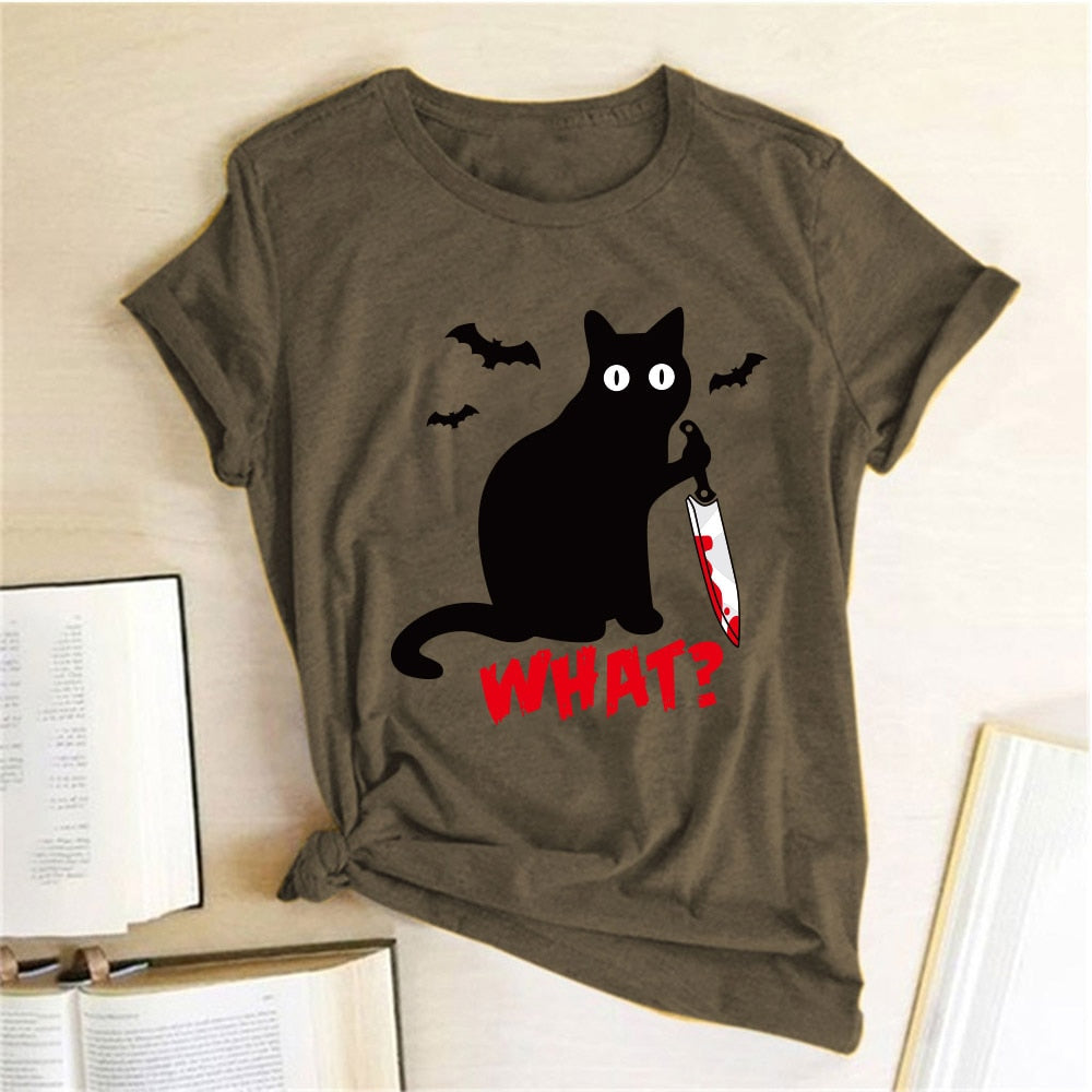 Murderous Black Cat What T-shirt