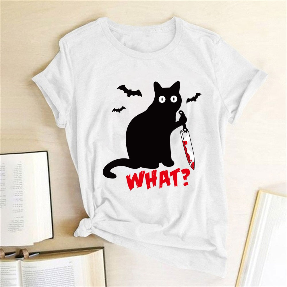 Murderous Black Cat What T-shirt