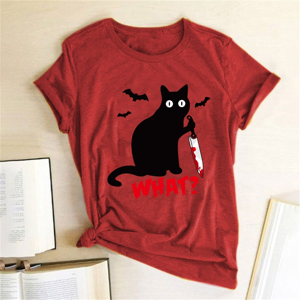 Murderous Black Cat What T-shirt