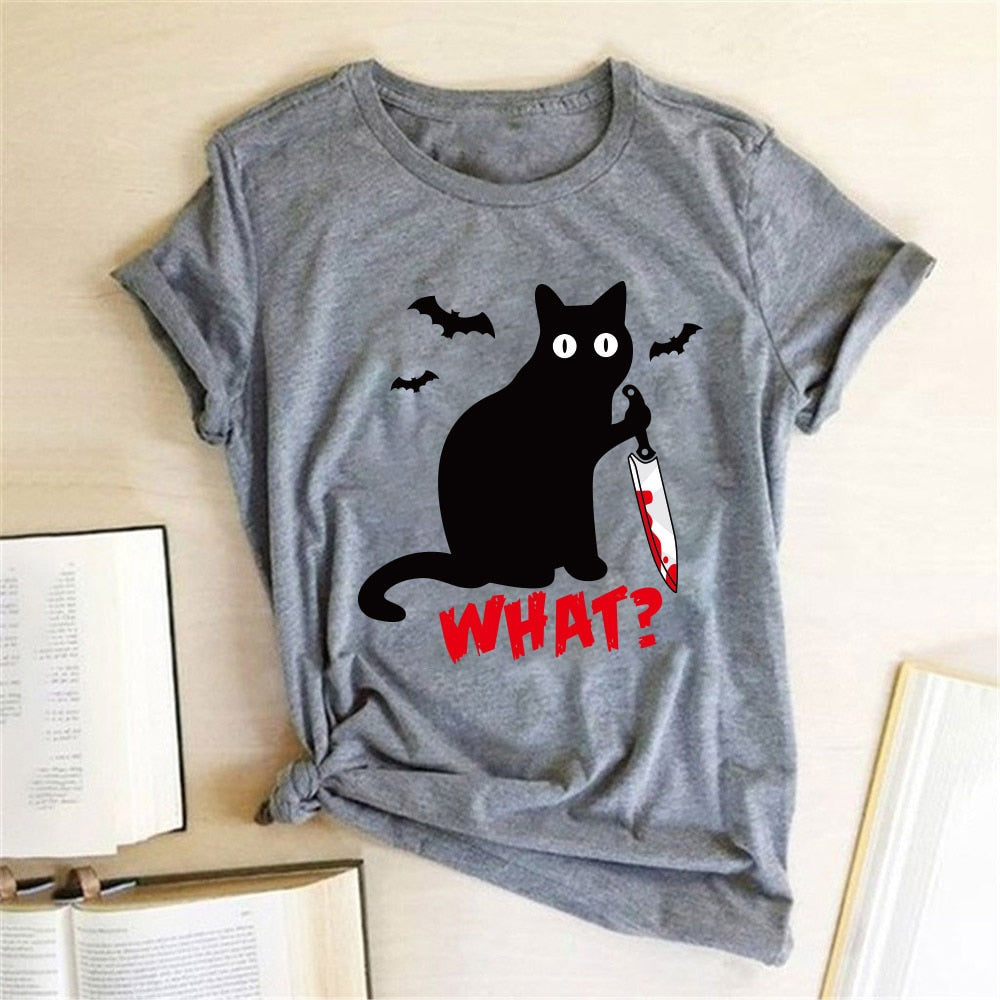 Murderous Black Cat What T-shirt