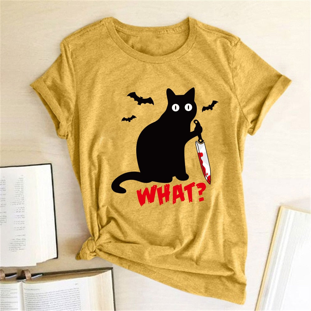 Murderous Black Cat What T-shirt