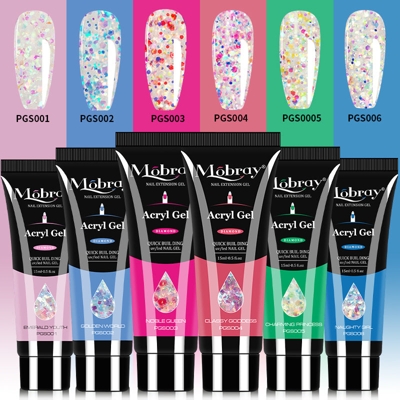 Poly Nail Gel Set 6 PCS Poly UV Gel Set For Nail Extension Finger Quick Building Gel 24 Color Extension Gel Set Manicure Set