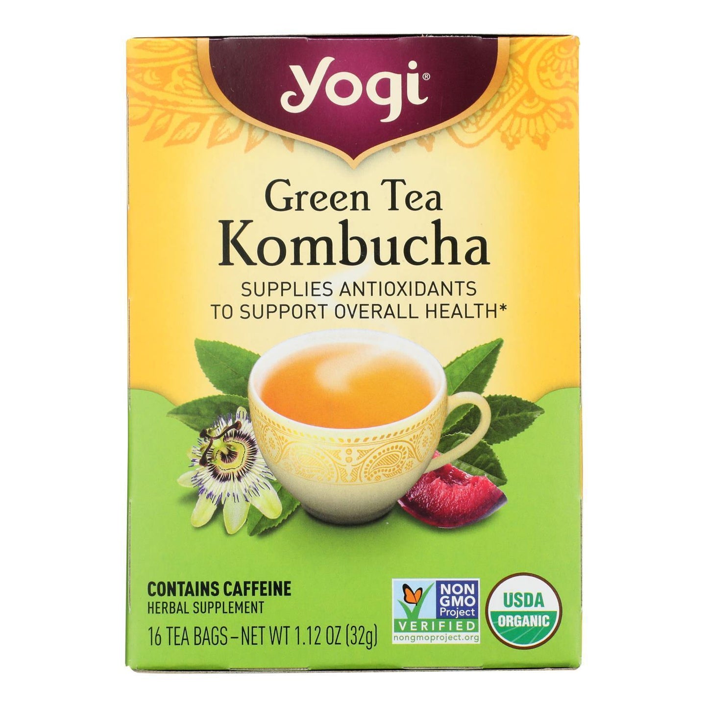 Yogi Tea Green Tea Kombucha - Contains Caffeine - 16 Tea Bags