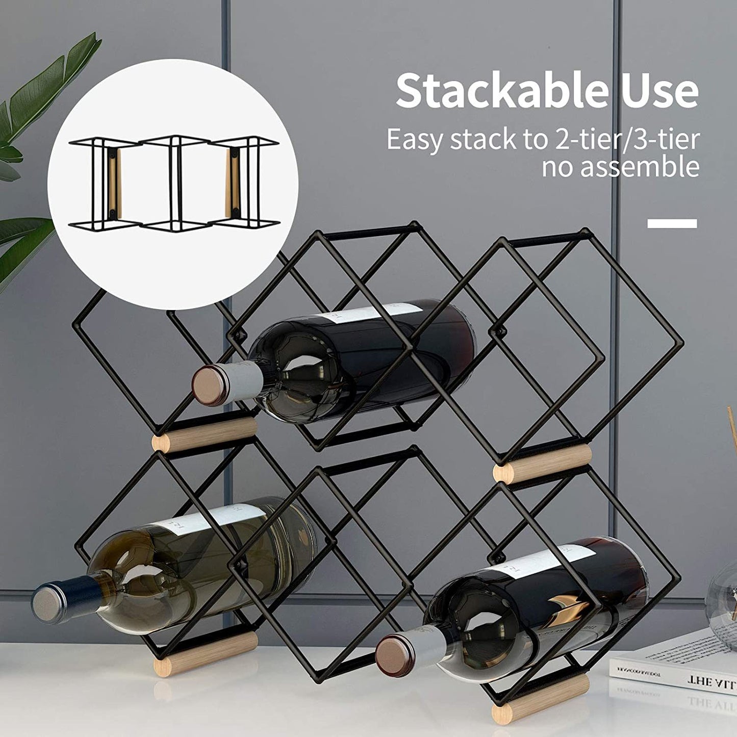 Mecor Countertop Wine Rack, 5 Bottle Tabletop Wine Holder Storage Stand