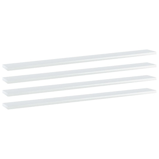 Bookshelf Boards 4 pcs High Gloss White 39.4"x3.9"x0.6" Chipboard