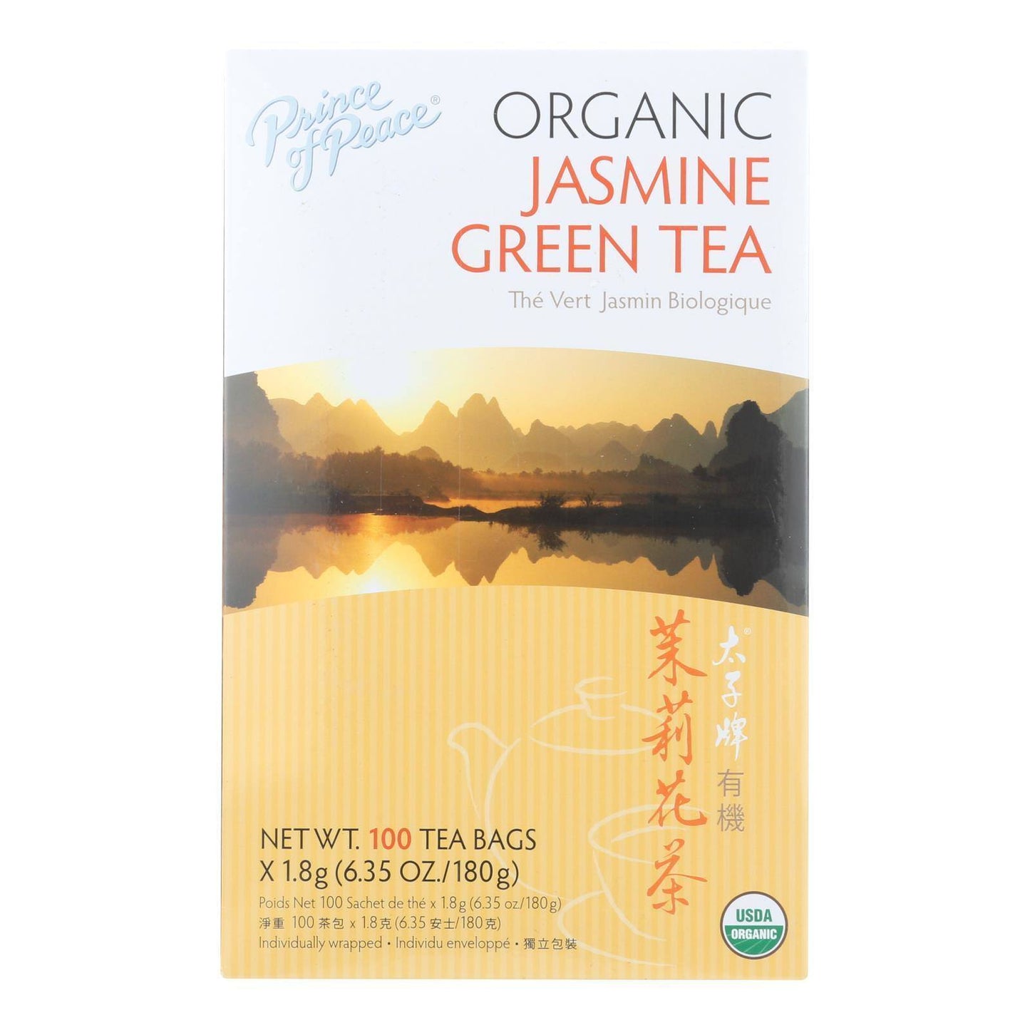 Prince of Peace Organic Green Tea Jasmine - 100 Tea Bags