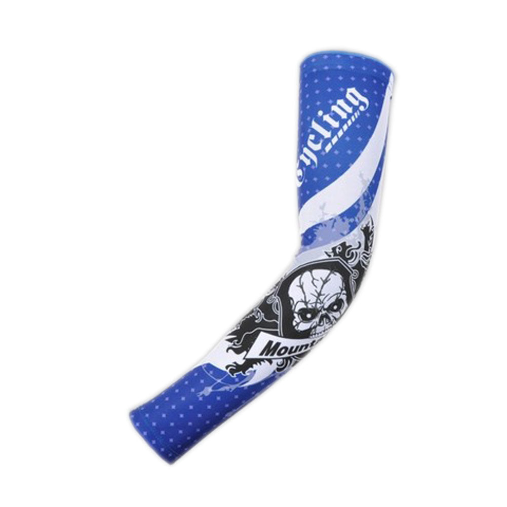 Skull Running Arm Pro Cycling Arm Warmers Sun Protective Arm Slevees BLUE, XL