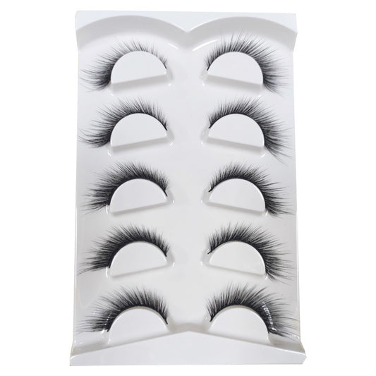 New 5Pairs High Quality Faux Eyelashes Handmade 3D Winged Natural Long Lashes Soft Cat Eye Fake Eyelash For Eye Makeup Wholesale