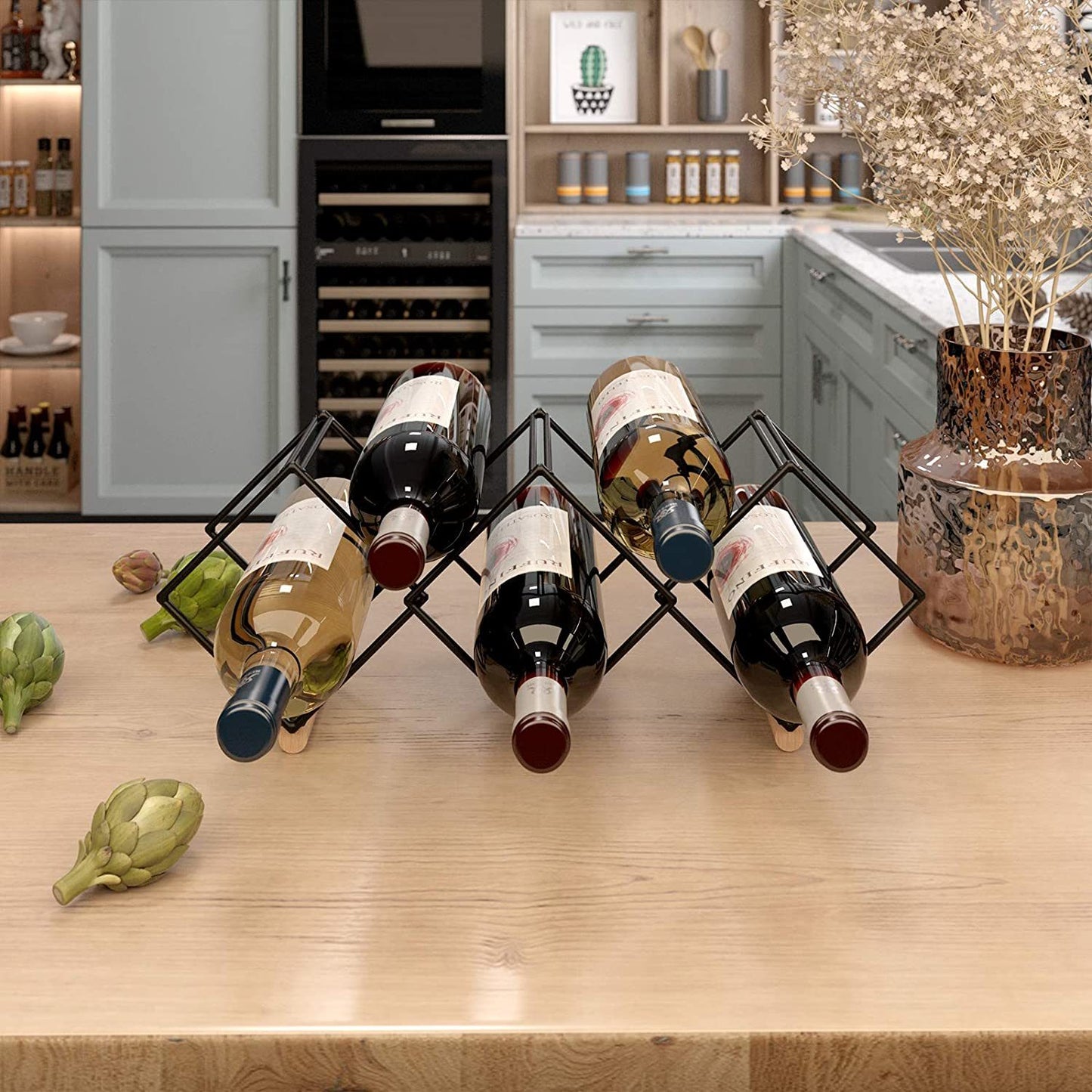 Mecor Countertop Wine Rack, 5 Bottle Tabletop Wine Holder Storage Stand