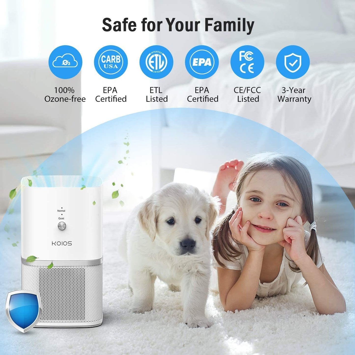 KOIOS Air Purifier for Home, Small Air Purifiers