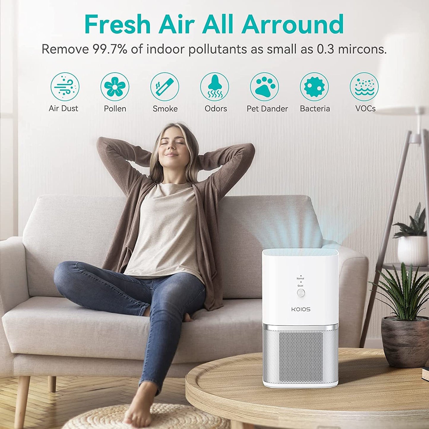 KOIOS Air Purifier for Home, Small Air Purifiers